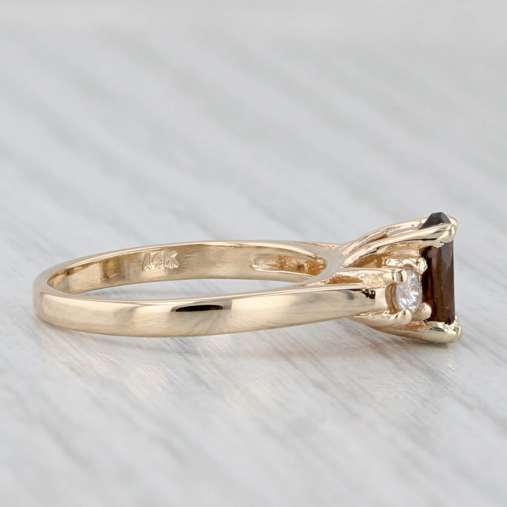 0.89ctw Green Tourmaline Diamond Ring 14k Yellow Gold Size 4.25-4.5