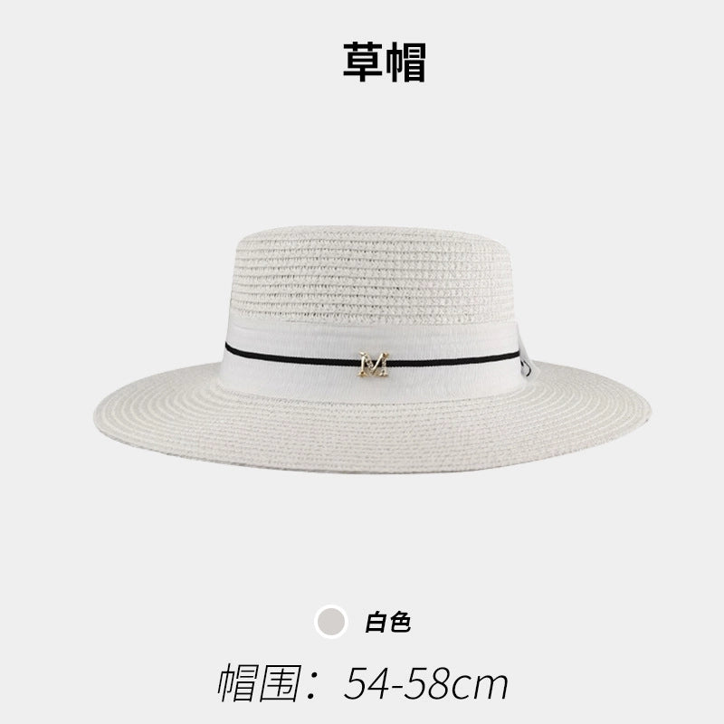 Women's Vacation Color Block Flat Eaves Straw Hat