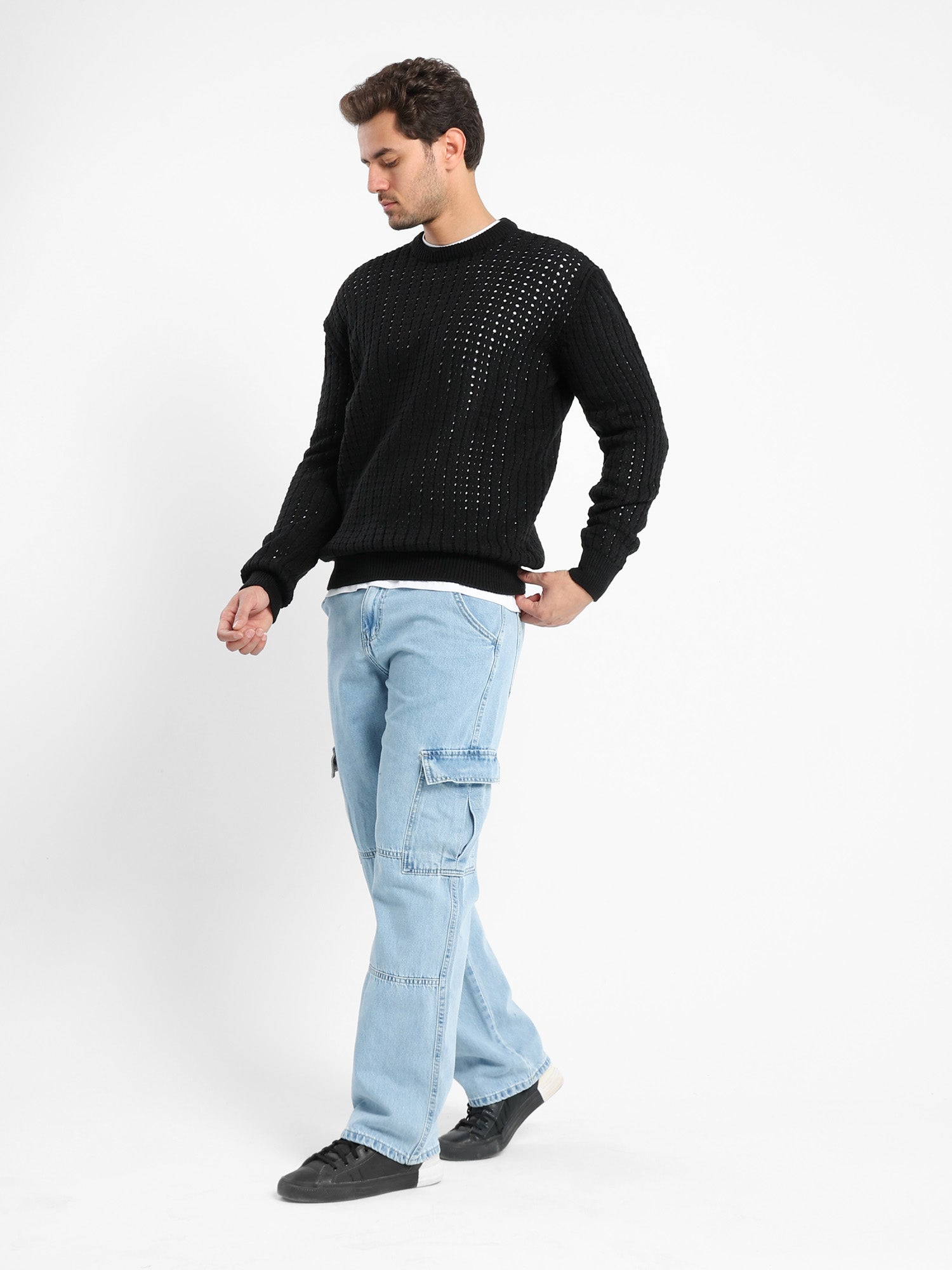 Casual Perforated Pullover