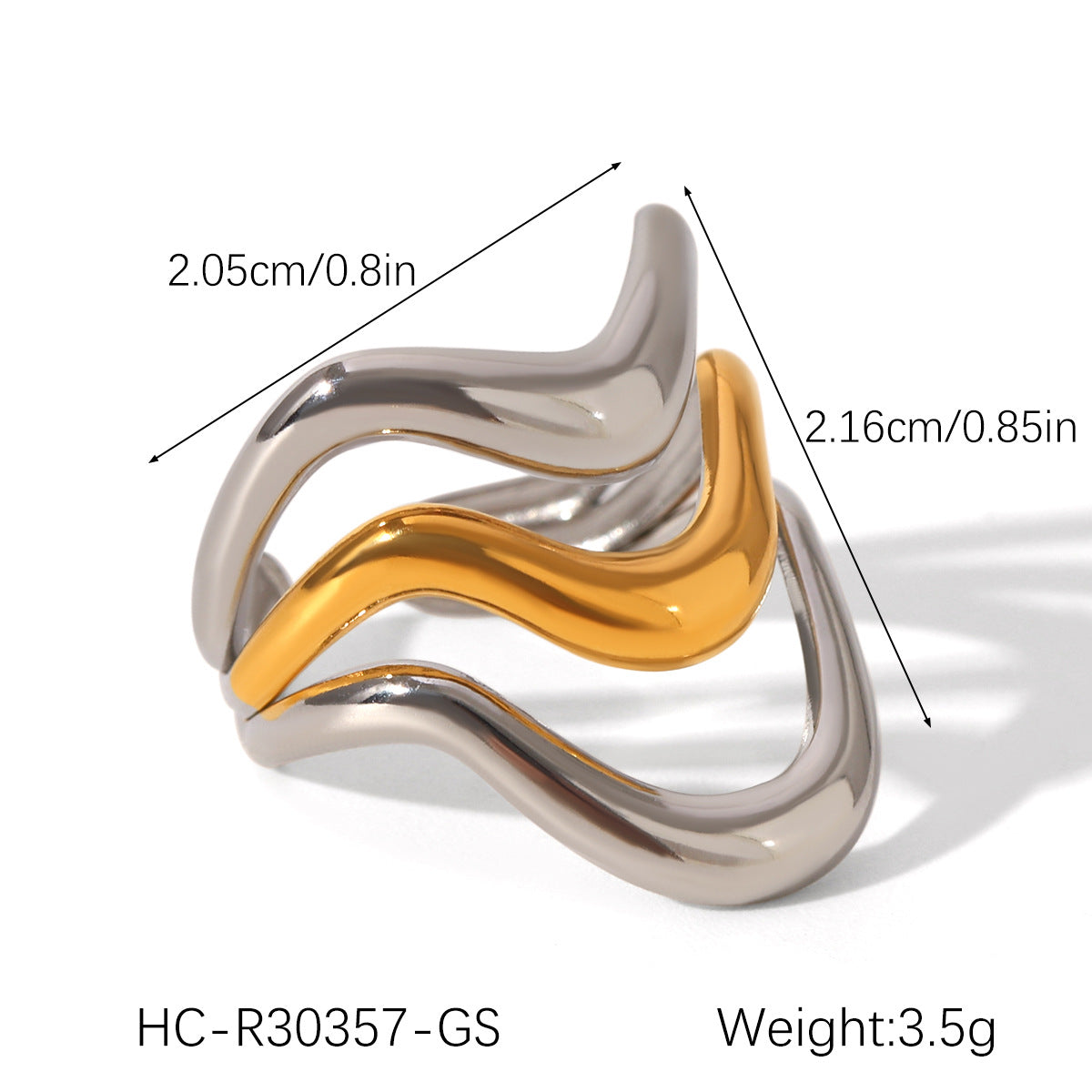 Ins Style Exaggerated Stainless Steel 18K Gold-Plated Ring Female Titanium Steel Ring Hand Jewelry