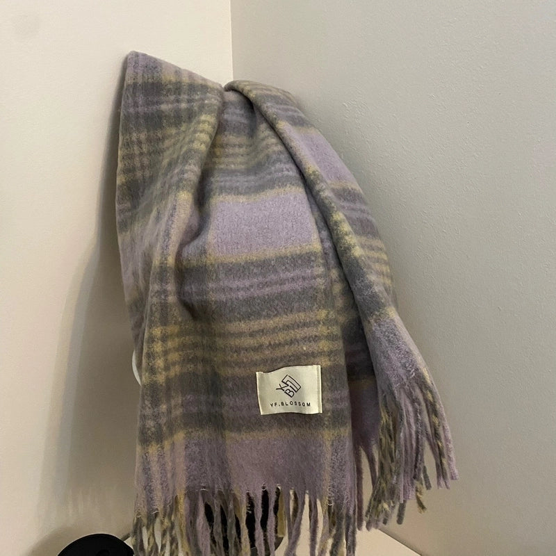 Women's Sweet Plaid Polyester Scarf