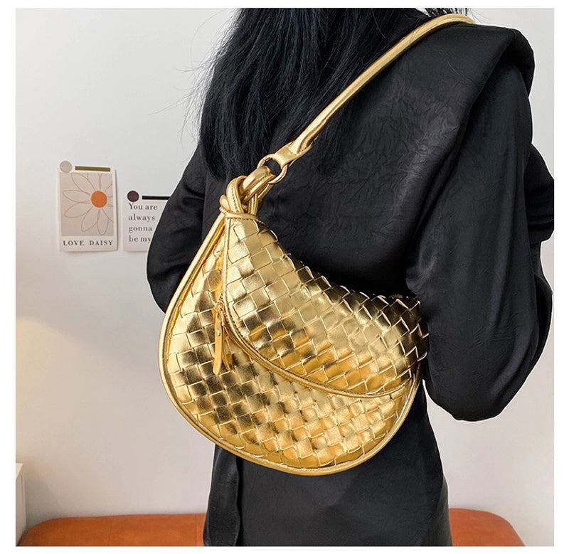 Women's Medium Pu Leather Solid Color Basic Vintage Style Dumpling Shape Flip Cover Underarm Bag