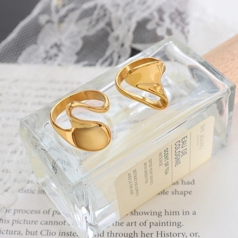 Fashion Geometric 304 Stainless Steel No Inlaid 18K Gold Plated Plating Rings