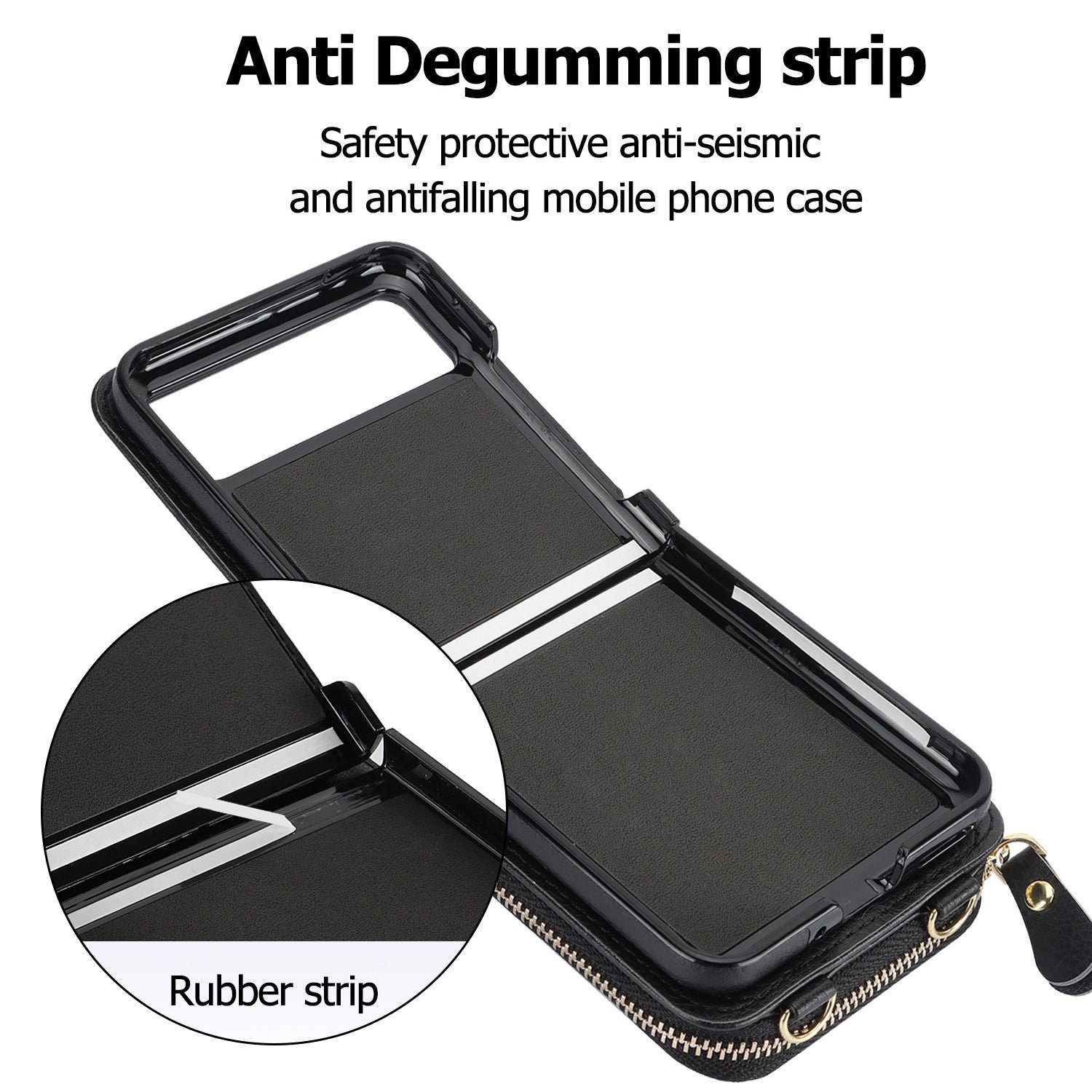 Suitable for Samsung  Galaxy Z Flip3/4/5 Zipper Bag Mobile Phone Case Leather Case Card Holder