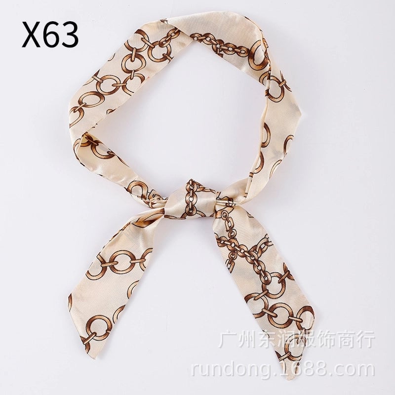 Silk Scarf Long Beveled Small Silk Scarf Double-layer Hair Belt Ribbon Decoration Tie Bag Hand Gift Box Silk Scarf