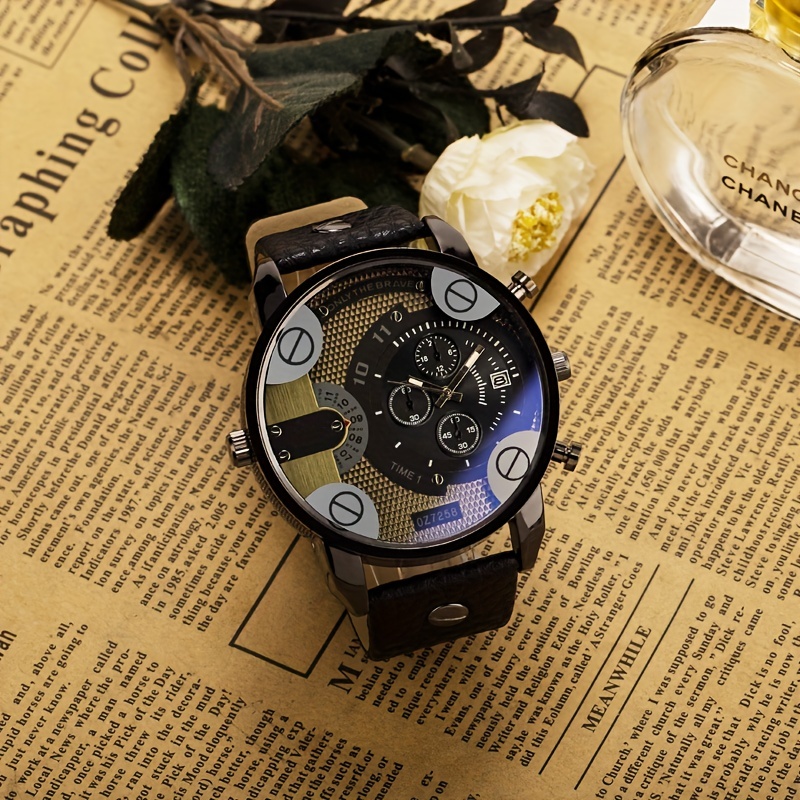 High-end Men's Watch New Fashion Simple Retro Domineering Street Style Large Dial Quartz Watch