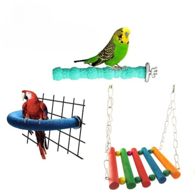 3 Piece Parrot Perch Stand Toys