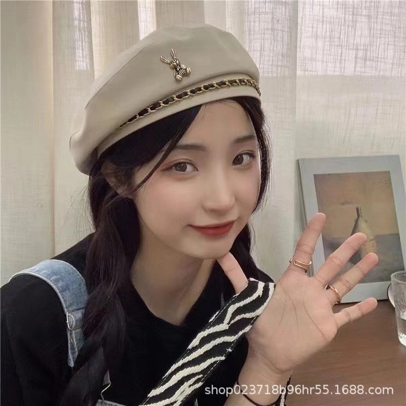 Love Beret Love 2025 Women Autumn And Winter New Woolen Hat Big Head Circumference Face Small