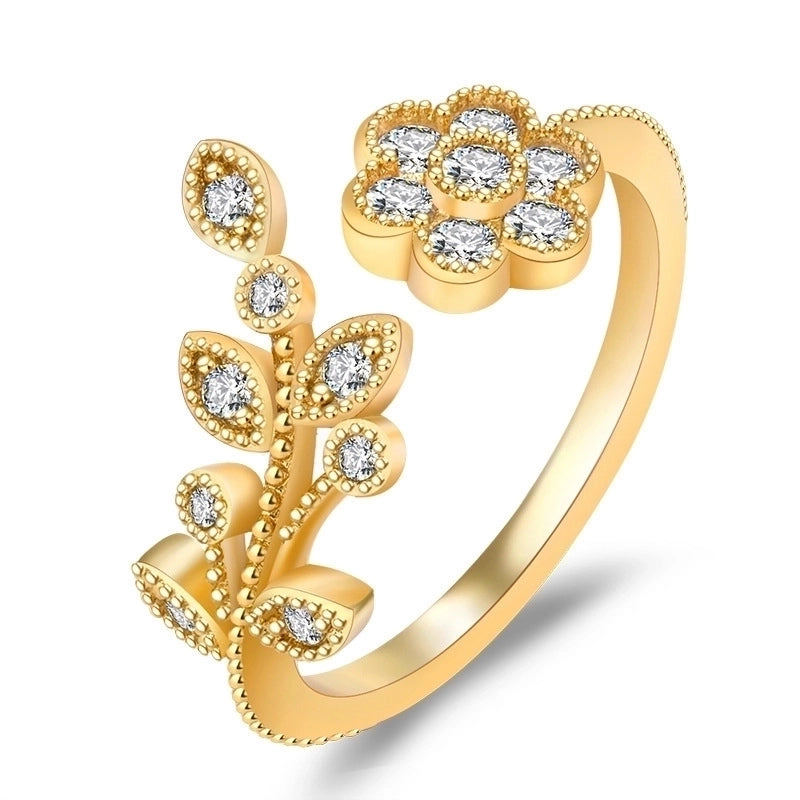 Minimalist Solid Color Copper Plating Inlay Artificial Diamond Rings 1 Piece