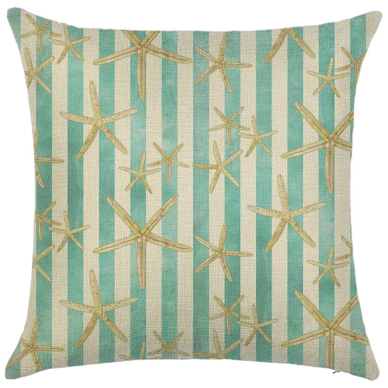 Minimalist Classic Style Commute Letter Ocean Linen Pillow Cases