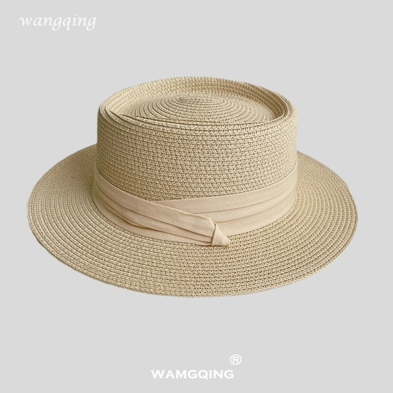 Women's Vacation Color Block Flat Eaves Straw Hat