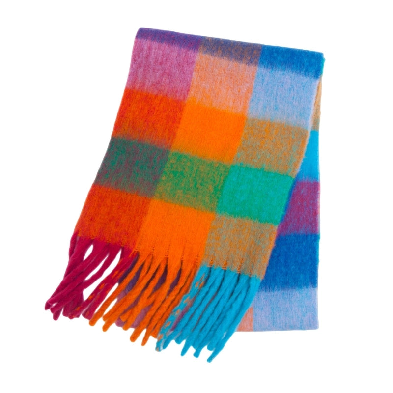 Women's Casual Minimalist Lattice Polyester Tassel Scarf