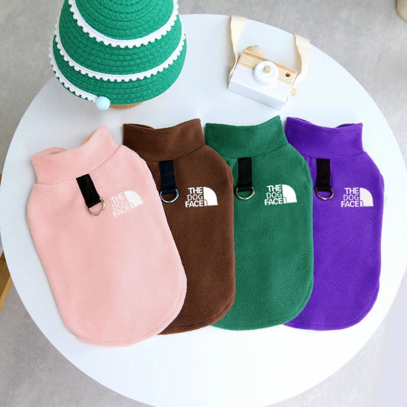 Autumn/winter Thickened Fleece Pet Clothing Trendy Dog Jacket Vest Ring Puller Thickened Dog Clothes Outerwear