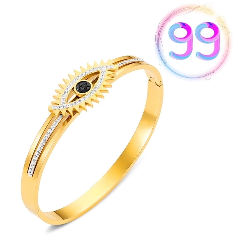 2 Pieces Fashion Geometric Stainless Steel Plating Zircon Bangle