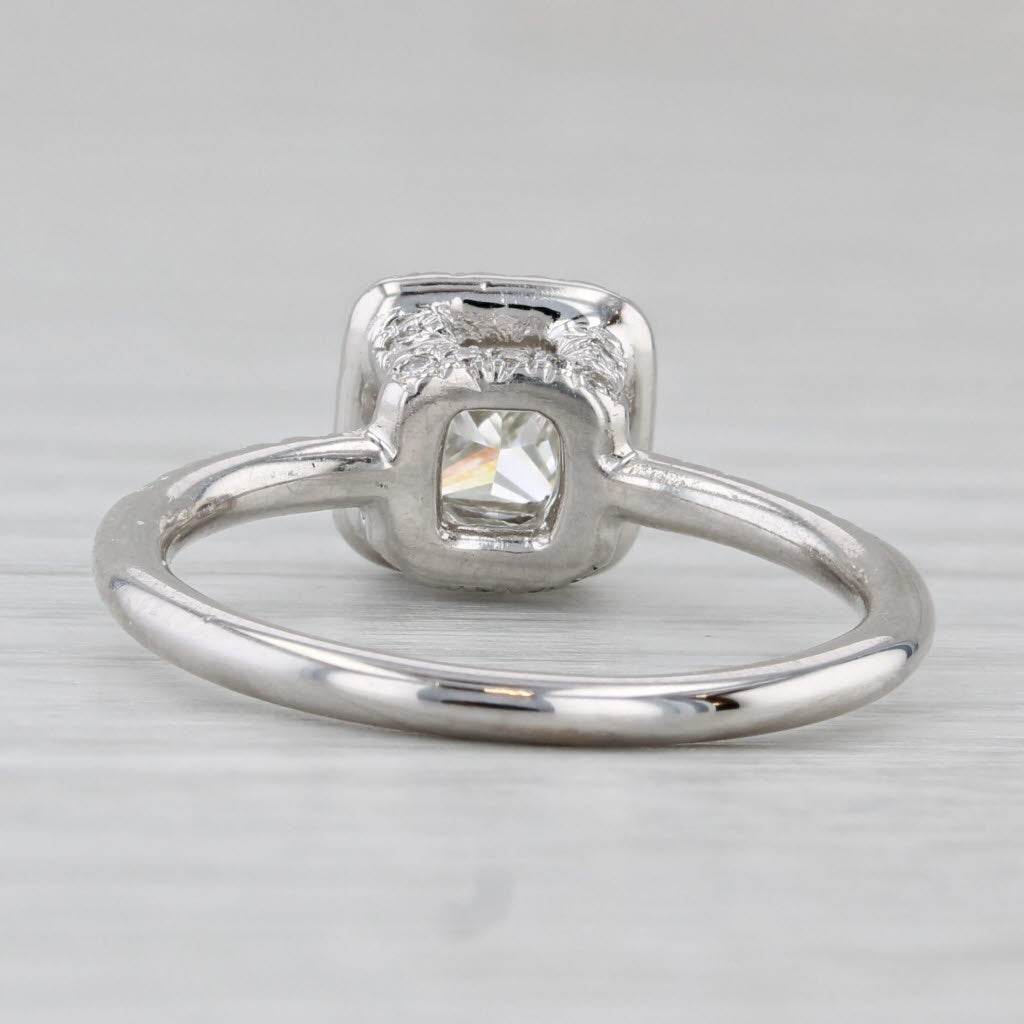 1.08ctw Diamond Halo Engagement Ring 14k White Gold Size 7 GIA