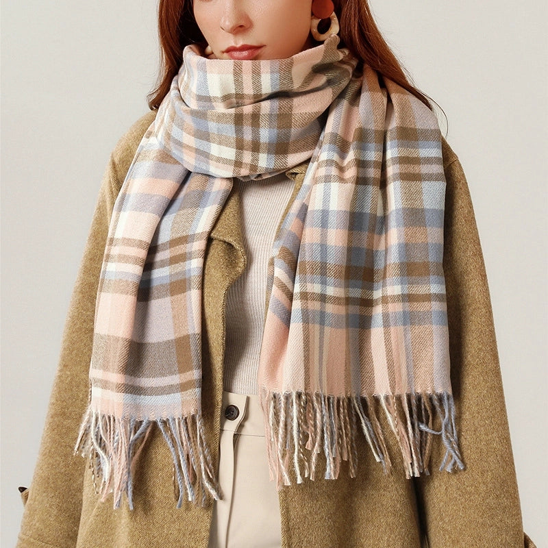 Scarf Women's College Style Simple Imitation Cashmere Scarf Women's Autumn And Winter New Knitted Warm Shawl A Generation Of Hair