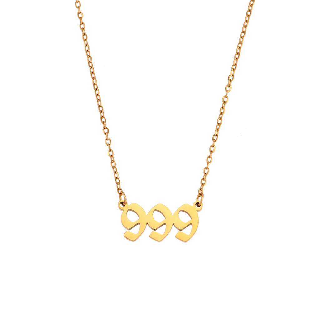 Fashion Number Geometric Stainless Steel 18K Gold Plated Necklaces
