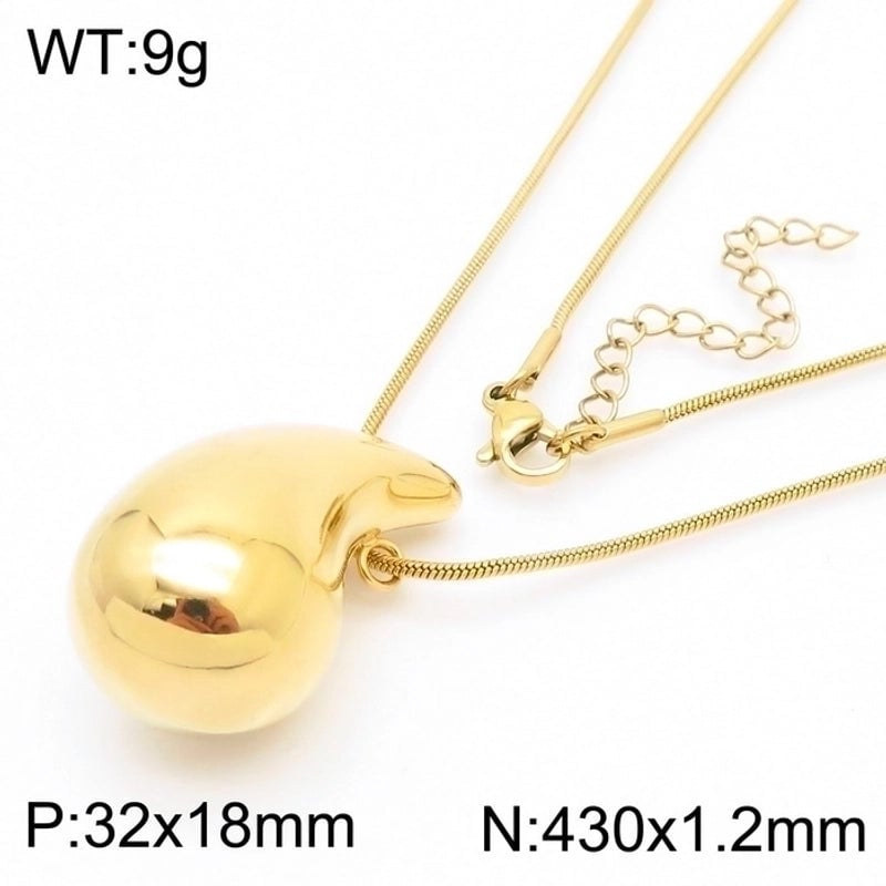 Minimalist Commute Water Droplets Solid Color Stainless Steel 18K Gold Plated Plating Chain Necklace