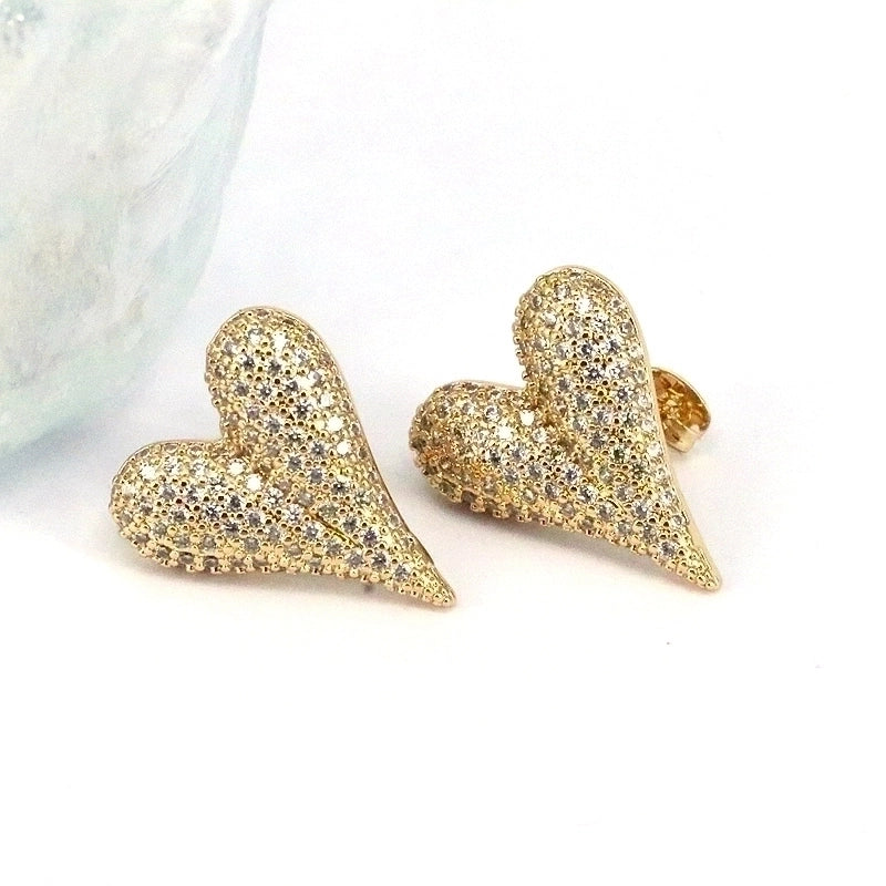 1 Pair Ig Style Minimalist Round Water Droplets Heart Shape Plating Inlay Copper Zircon 18k Gold Plated Silver Plated Ear Studs
