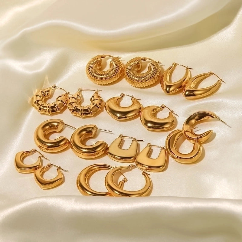 1 Pair Minimalist Classic Style C Shape U Shape The Answer Plating Stainless Steel Earrings