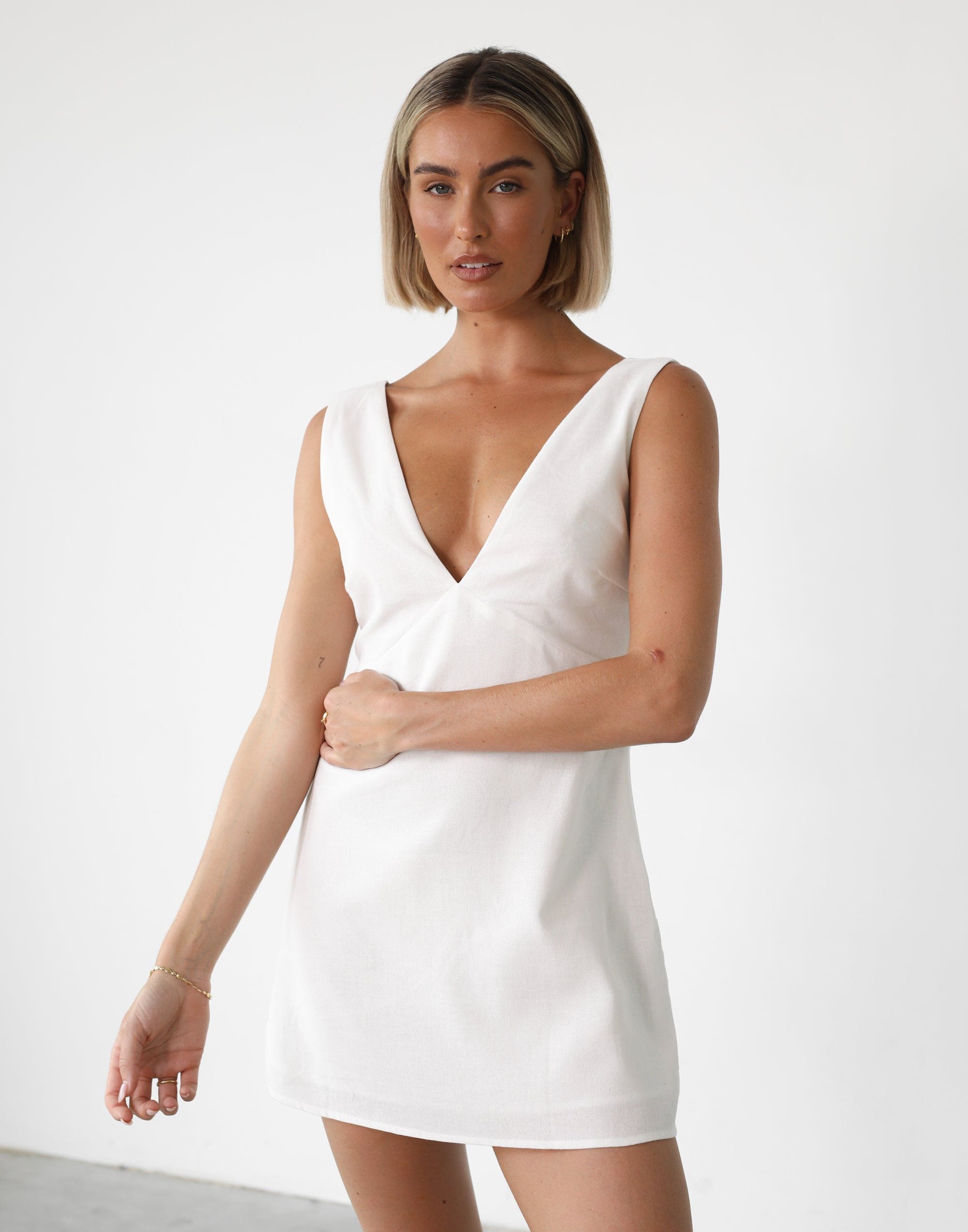 Elio Mini Dress (White)