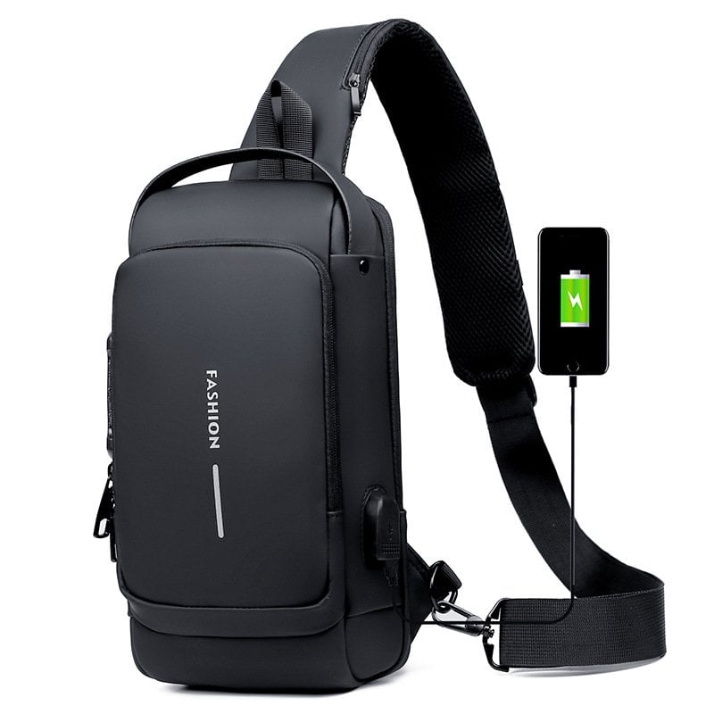 USB charging sport sling  Anti-theft shoulder bag