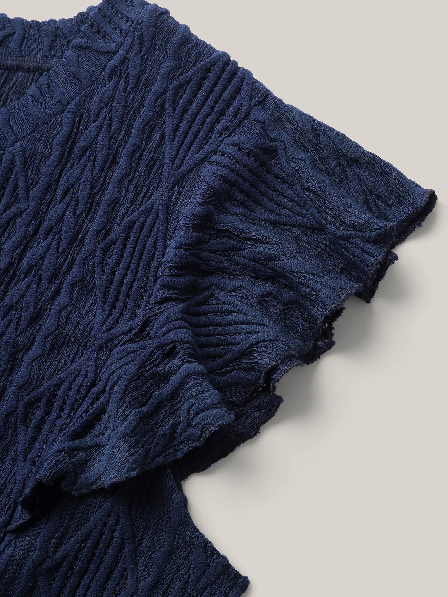 Textured Solid Flutter Sleeve Plain Top