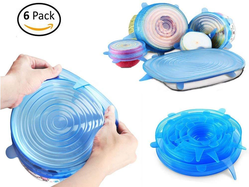 6 Pieces Silicone Stretch Lids Wrap Dish Bowl Pan Cover Kitchen Food Keep Fresh