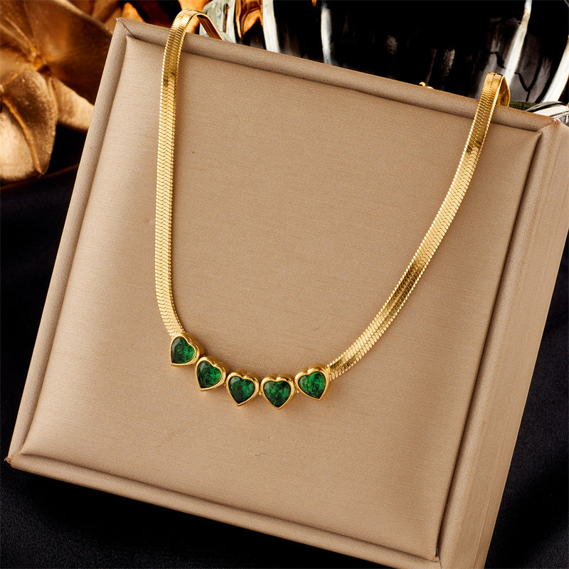 Fashion Women Heart Chain Titanium Steel Electroplating Jewelry Sets