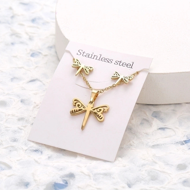 5 Pieces 2 Pieces Minimalist Star Cat Butterfly Stainless Steel Women's Jewelry Set