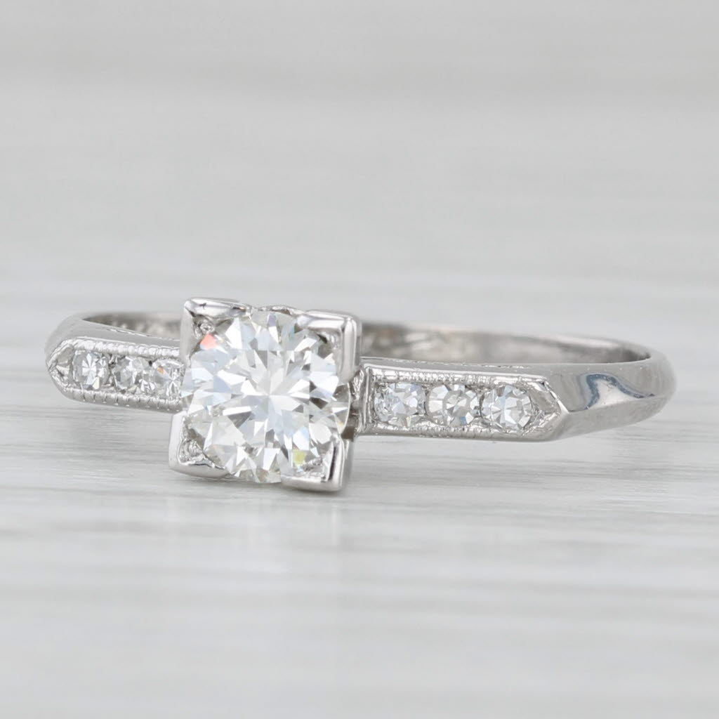 Antique 0.59ctw Diamond Engagement Ring Platinum Size 7