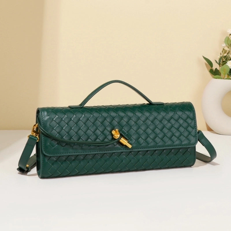 Women's Medium Pu Leather Solid Color Elegant Streetwear Square Lock Clasp Crossbody Bag