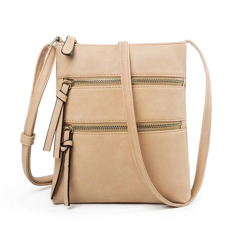 Women's Small Pu Leather Solid Color Fashion Square Zipper Crossbody Bag