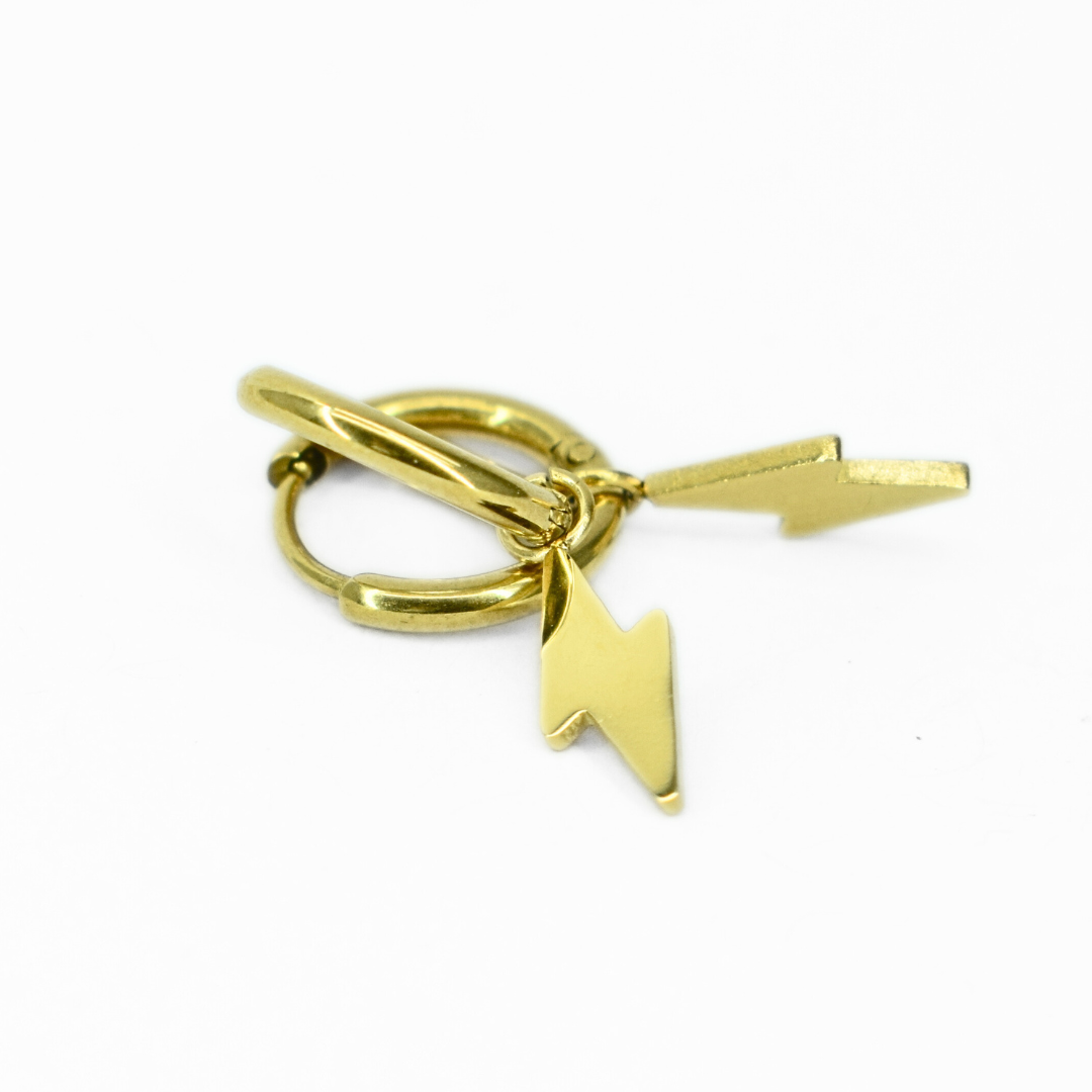 Baby lightning charm hoops - Gold