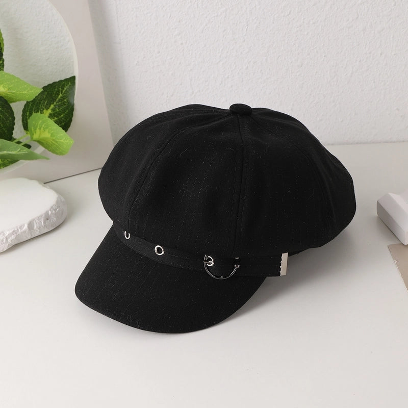 Women's Adults Minimalist Commute Solid Color Curved Eaves Newsboy Cap