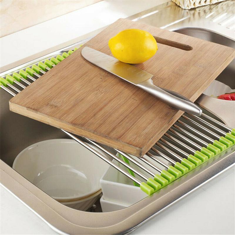 Stainless Steel Roll Up Dish Drying Rack. Foldable