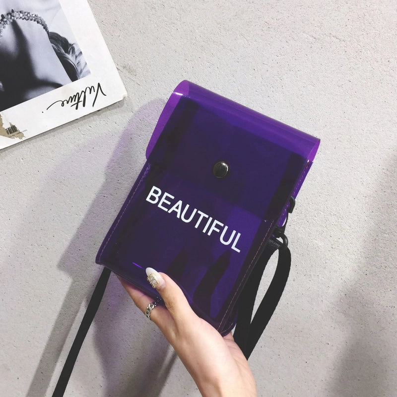 Women's Small PVC Letter Basic Magnetic Buckle Jelly Bag