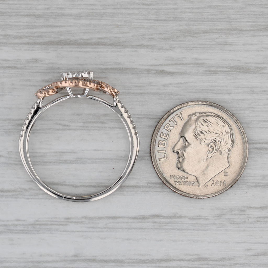 0.28ctw Diamond Cluster Engagement Ring 10k White Rose Gold Size 7.75