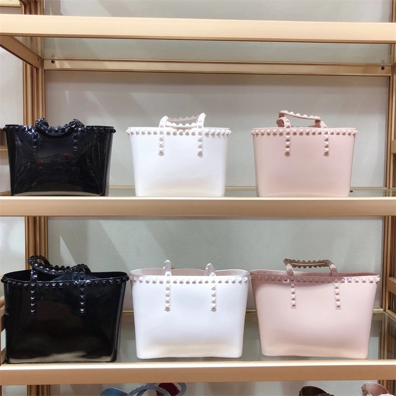 Women's Medium All Seasons Pvc Solid Color Fashion Square Open Handbag