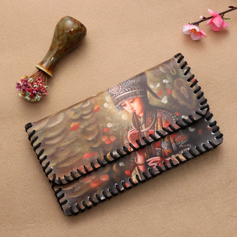 Women's Pu Leather Printing Animal Vintage Style Square Magnetic Buckle Phone Wallets