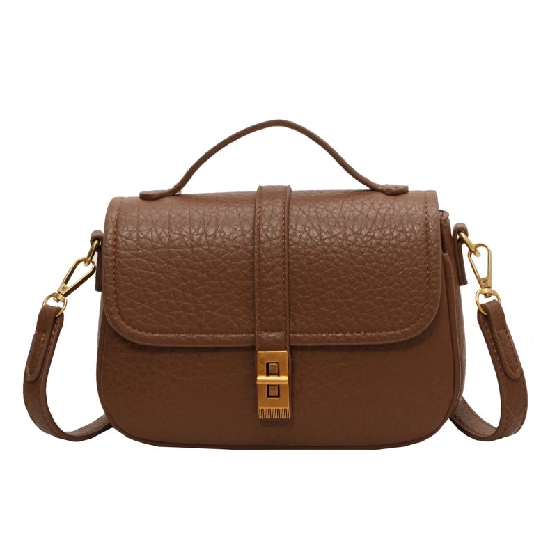 Women's Medium All Seasons Pu Leather Solid Color Streetwear Square Lock Clasp Handbag
