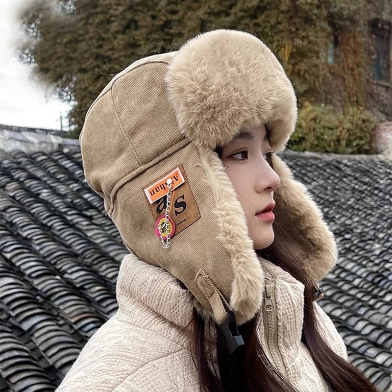 Versatile Korean Style Lei Feng Hat Men And Women Winter Korean Style Cycling Warm Thickened Ear Protection Windproof Flying Hat Fashion