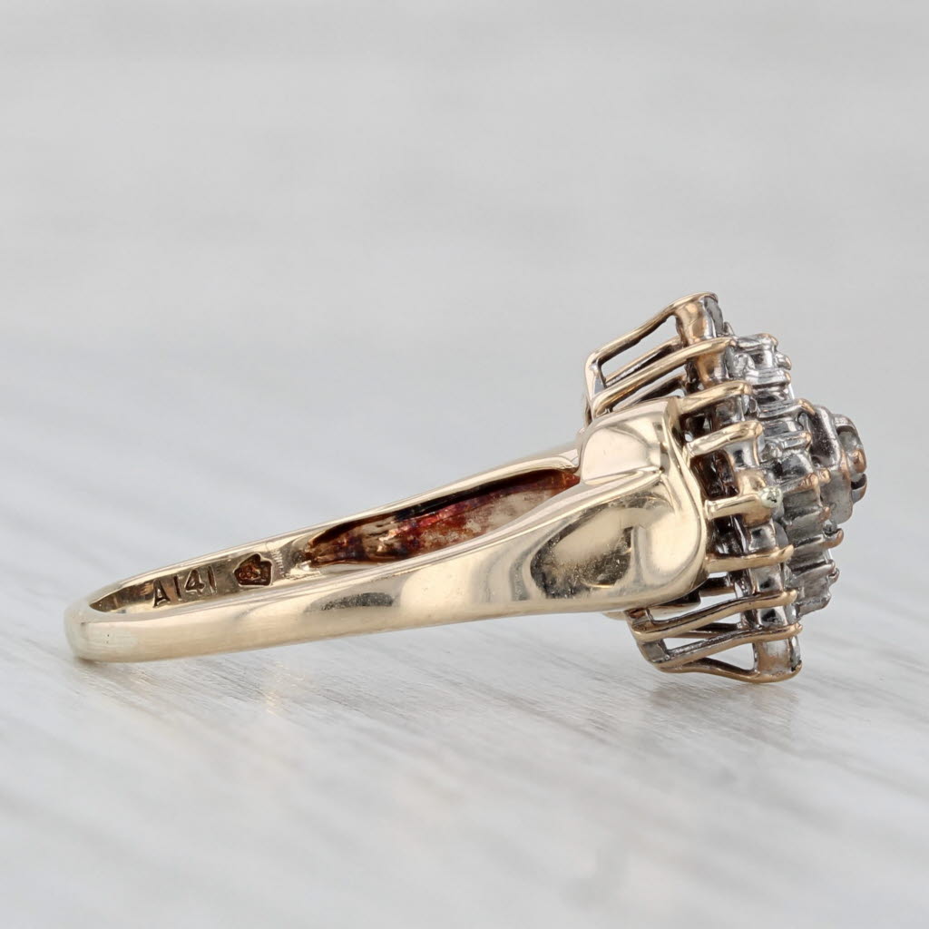 Vintage 0.20ctw Diamond Cluster Engagement Ring 10k Yellow Gold Size 6.75