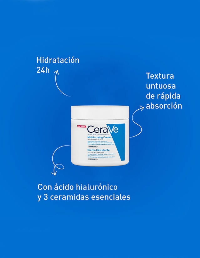 Crema para rostro y cuerpo recomendada para hidratar día y noche Moisturising cream Cerave todo tipo de piel