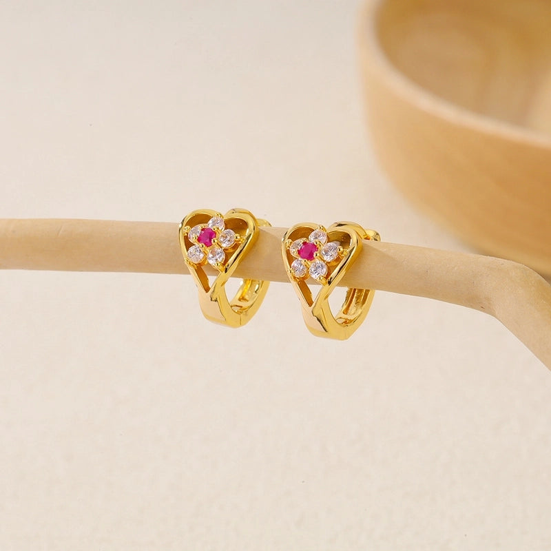 1 Piece IG Style Minimalist Geometric Inlay Copper Zircon Earrings