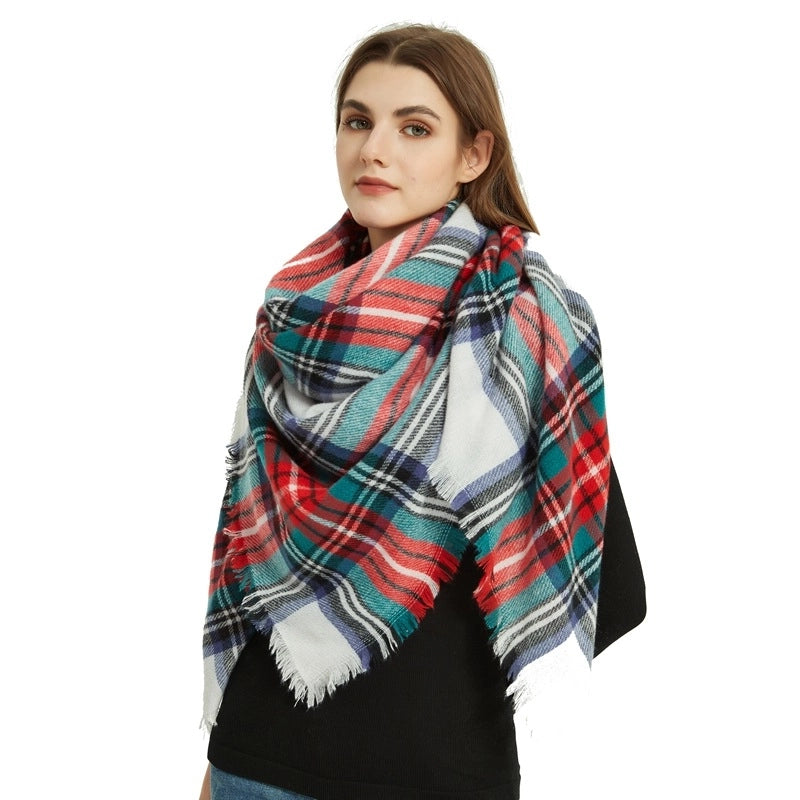 Autumn And Winter Plaid Square Extensive Warm Cashmere Scarf Women's Scarf
