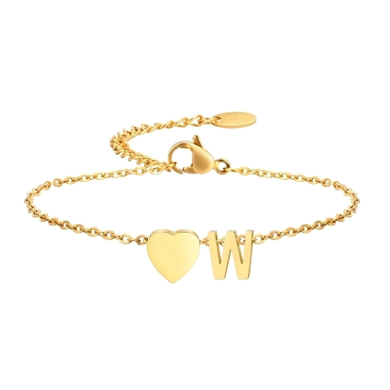 Minimalist Letter Heart Shape 304 Stainless Steel Bracelets In Bulk