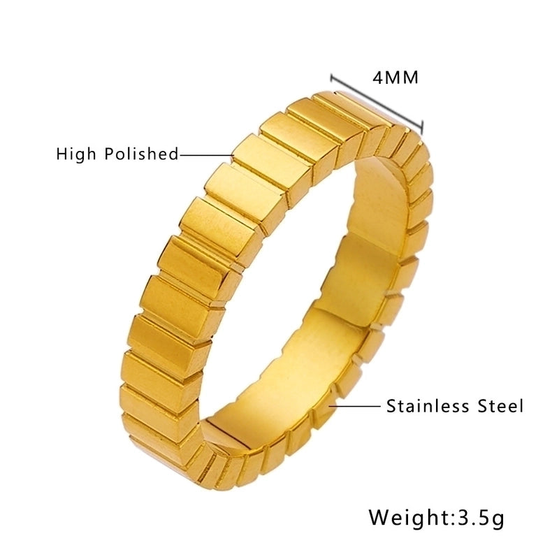 Minimalist Geometric Titanium Steel Polishing Plating Inlay Zircon Rings