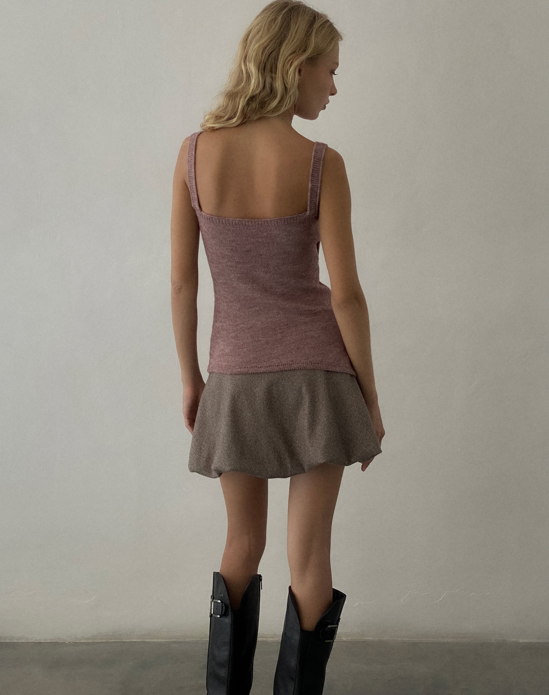 Juliet Rosette Cami Top in Knitted Maroon