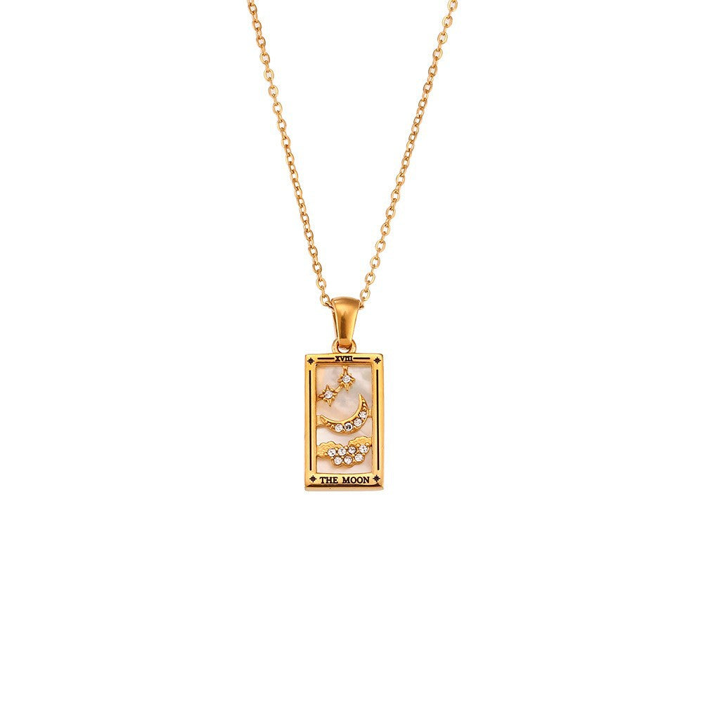Fashion Quadrilateral Geometric Stainless Steel 18K Gold Plated Necklaces